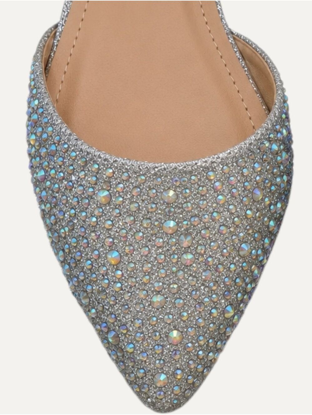 Forever Link Showy Silver Rhinestone Ballet Flats 8 Wedding NWT - Picture 7 of 10